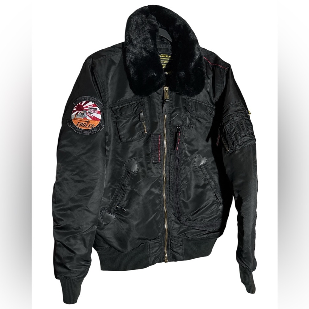 ALPHA INDUSTRIES Bomber B-15 Flight Jacket Fart-Pac Eagles Vintage Coat Medium